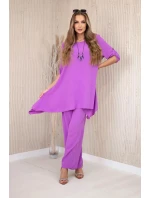 Sada halenky + kalhot s přívěskem fialka