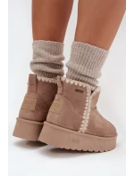 Dámské Sněhule Na Platformě S Prošíváním Big Star SS274129 Béžové Dámské Sněhule Na Platformě S Prošíváním Big Star SS274129 Béžové