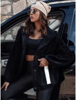 NANCY dámská bunda s kapucí z alpaky černá FashionStreet NY0693