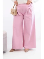 Dámské kalhoty Plus Size s širokými nohavicemi a skladáním jasně fialové