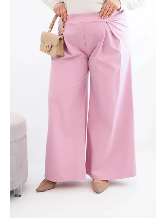 Dámské kalhoty Plus Size s širokými nohavicemi a skladáním jasně fialové