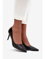 Lakované Eko Kožené Dámské Lodičky S Špičatými Nosky Černé Jadira