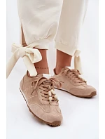 Dámské nízké tenisky s korálky béžové Galora