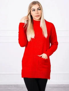 Svetr se stojáčkem S2019-52 červený - Kesi