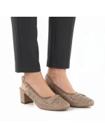 Dámské ažurové lodičky s páskem béžové barvy Jezzi ASA212-8
