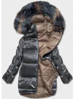 Grafitovo-béžová oboustranná oversize bunda (h-1088-62) Grafitovo-béžová oboustranná oversize bunda (h-1088-62)