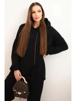 Dámský teplákový komplet zateplený z bavlny s kapucí černý Dámský teplákový komplet zateplený z bavlny s kapucí černý