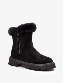 Botky Zamszové Dámské S Kožíškem Černá Hasiva