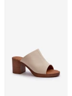 Elegantní Lehké Dámské Sandály Na Podpatku Béžové Varnila