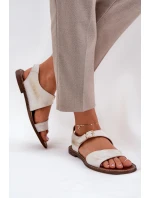 Dámské kožené ploché sandály Zazoo 3014 zlaté oprané