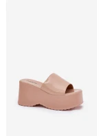 Laky Dámské Pantofle Na Platformě A Klínu Béžové Nellevia