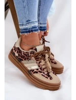 Dámské Tenisky Na Platformě S Dvojitým Šněrováním Leopardí Béžové Niteria