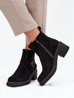 Dámské kotníkové boty na klocku s přezkou černé Nymera