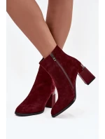 Dámské kotníkové boty z přírodní semišové kůže na podpatku vyhřívané D&A CR52-718 bordó Dámské kotníkové boty z přírodní semišové kůže na podpatku vyhřívané D&A CR52-718 bordó