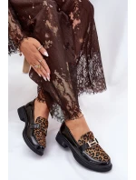 Kožené Lakované Mokasíny Leopard Vinceza 66790 Černé
