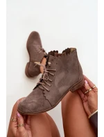 Semišové Boty Na Plochém Podpatku Tmavě Béžové Zazoo Semišové Boty Na Plochém Podpatku Tmavě Béžové Zazoo