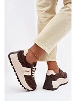 Dámské tenisky na platformě z přírodní semiše čokoládové Rosinae