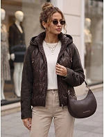 Dámská prošívaná bunda s odnímatelnou kapucí, hnědá, FashionStreet TY5935