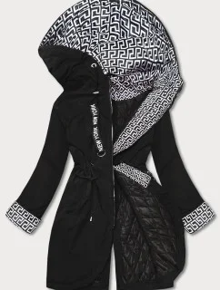 Černá dámská bunda parka s kapucí (B8042-1026)