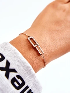 Dámský náramek celebrity ocel s kubickými zirkony růžové zlato