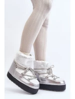 Dámské zimní boty se stříbrným šněrováním Toolsa