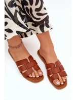 Dámské pantofle na nízkém podpatku – camel Mirona Dámské pantofle na nízkém podpatku – camel Mirona