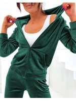 Dámská tepláková souprava v lahvově zelené barvě s rozepínací mikinou (829)