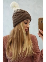 Fleecová čepice Ilona K218 cappuccino+ecru Fleecová čepice Ilona K218 cappuccino+ecru
