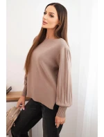 Dámský viskózový svetr s dlouhým rukávem a rozparkem po stranách fango