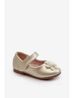 Dětské balerínky se suchým zipem s ozdobou zlaté Serinde