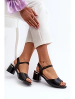 Dámské sandály na nízkém podpatku z ekologické kůže Sergio Leone SK876 Černé