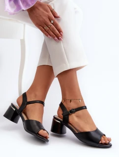 Dámské sandály na nízkém podpatku z ekologické kůže Sergio Leone SK876 Černé