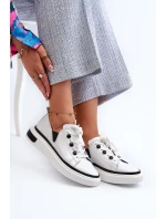 Bílé lakované dámské kožené tenisky D&A LR535 Bílé lakované dámské kožené tenisky D&A LR535