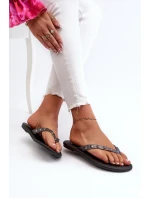 [Ploché elastické dámské žabky ZAXY JJ285297 šedo-černé]