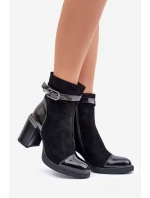 Dámské Boty Zateplené Na Podpatku Černé D&A MR880-085