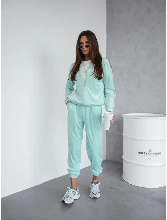Dámský velurový komplet v mátové barvě s rozepínací mikinou (768) Dámský velurový komplet v mátové barvě s rozepínací mikinou (768)