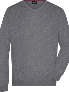 Daiber JN 659 Pánský svetr s výstřihem do V 02.0659 grey heather