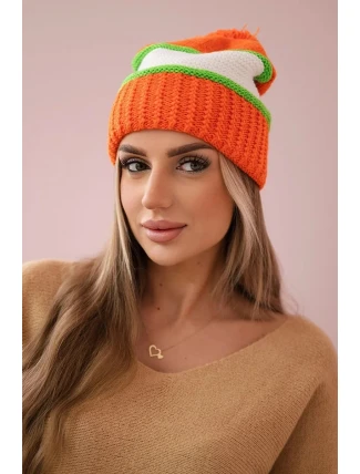 Kinga dámská čepice K297 oranžová+zelená neon+bílá Kinga dámská čepice K297 oranžová+zelená neon+bílá
