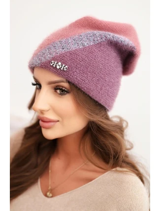 Dámská čepice z modalu a viskózy s ozdobným knoflíkem ecru