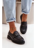 Zazoo 20102 Moderní Lakové Polobotky na Masivní Platformě Černé