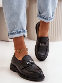 Zazoo 20102 Moderní Lakové Polobotky na Masivní Platformě Černé