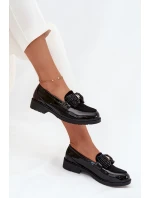Lakované Dámské Mokasíny S Mašlí S.Barski HY51-319 Černé Lakované Dámské Mokasíny S Mašlí S.Barski HY51-319 Černé