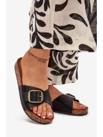 Dámské sandály na korkové platformě s přezkou černé Vianara