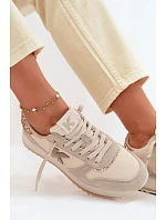Kožené Semišové Dámské Tenisky Na Platformě Kobbo 100103 Béžové