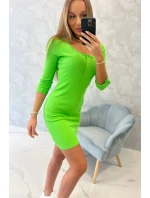 Šaty s knoflíkovým výstřihem světle zelené