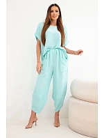 Komplet z viskózy halenka + kalhoty mátový