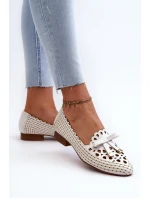 Dámské bílé lodičky s průpletovou mašlí Nestavia