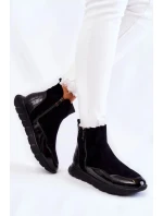 Semišové Dámské Kozačky Tenisky Černe Anita