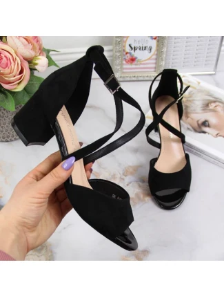 Sergio Leone W SK367A černé sandály na jehlovém podpatku