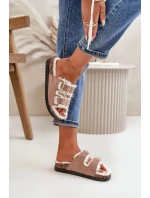 Dámské Pantofle S Přezkami A Kožíškem Béžové Ezilena Dámské Pantofle S Přezkami A Kožíškem Béžové Ezilena